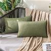 MIULEE 2 Pezzi all'Aperto Copricuscini Impermeabile Federe per Cuscino Decorativi Moderni in Poliestere Cuscini in Lino per Divano Sedie Picnic Camera da Letto 30x50 cm Verde Scuro