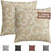 Generico SONIT - Federe Divano 40x40 cm Ghirigori Beige, Set 2 Pezzi con Cerniera a Scomparsa, Fodere Decorative Arredo Casa Made in Italy, Copri Cuscino per Divano e Letto Lavabili.