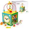 boppi 5 in 1 Grande cubo di attività in Legno a 2 Vie Perline Labirinto Roller Coaster sensoriale Baby Toy con Orologio Abacus Forma Animale selezionatore educativo Play Box 2 Anni in su