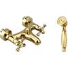 vetrinein rete Vetrineinrete® Rubinetto per bagno miscelatore doppio comando lavabo bidet vasca doccia in ottone oro lucido (Vasca) A75