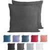 Komfortec Set di 2 federe in 100% cotone 40 x 40 cm, federa in jersey super morbido di alta qualità 150 g/m², federa per cuscino, antracite