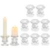 Glasseam Portacandele a bastoncino, in vetro, 10 candelabri di Natale, piccole candele, trasparenti, per candele, matrimoni, decorazione da tavolo