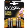 Luci da Esterno DURACELL Batteria Plus Power LR03 Ministilo AAA Confezione 4pz