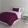Italian Bed Linen Set Copripiumino 100% Cotone Natural Color, Made in Italy - Parure Copri Piumino - Sacco Piumone 150x200 cm con Doppia Patella e Federa Cuscino, Singolo, Prugna/Lilla