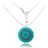 Dragon Porter Pendente con Ajustable Acciaio Inossidabile Collana Catena Rotondo o Ovale Mandala Design Boho; Gioielli per Donne (Stile 14 - Turchese Blu)
