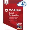 McAfee Total Protection 2020 5 Dispositivi, 1 Anno, Software Antivirus, Gestore delle Password, Sicurezza Mobile, Multi-Dispositivo, PC/Mac/Android/iOS, Codice di Download