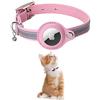 KOLACEN Collare per gatti AirTag in pelle riflettente con supporto regolabile AirTag e campana compatibile con Apple AirTag, collare anti-smarrimento per gatti gattini e cani di piccola taglia (rosa)