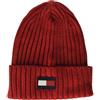 Tommy Hilfiger Ribbed Cuff Hat Berretto, Toppa con Bandiera Rossa, Taglia Unica Uomo