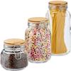 Relaxdays Barattoli per Caramelle, Set 3 Vasi 1,5 L, per Biscotti, Dolci,  Confetti, Coperchio Acciaio Inox, Trasparente