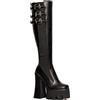 LAMODA Guess So, Stivali Alti al Ginocchio Donna, in Poliuretano Nero, 38 EU