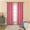 GIRASOLE HOME® Coppia Tende Oscuranti Morbide Fantasia Stelle Argentate Tenda Morbida per Interni con Occhielli 2 Pannelli (Rosa, 140x235cm)