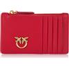 Pinko Airone CARDHOLDER Vitello Seta, Accessori Portacarte da Viaggio Donna, N17Q_Pink Antique Gold, U