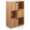 Brigros - Mobile Cubo In Legno Melaminico Con 6 Vani E 3 Ante, Libreria A Cubi Chiusa Da Terra Salvaspazio 59,6x29x90,5 Cm, Libreria Cameretta O Soggiorno, Libreria A Cubi (Legno naturale)