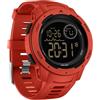 findtime Orologio sportivo da uomo, digitale, impermeabile fino a 5 ATM, orologio tattico militare per attività all'aperto, corsa, nuoto, grande quadrante con retroilluminazione a LED, nero e rosso,