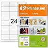 Printation Etichette Adesive 64,6 x 33,8 mm, 600 Etichette Autoadesive per Indirizzi, 24 Etichette per Foglio, 25 Fogli Adesivi per Stampante, Bianche, Multiuso, Etichette Adesive A4, Amazon FBA SKU