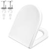 GRIFEMA G951 Sedile WC a Forma di D, Copriwater Universale in Urea Formaldeide, Tavoletta WC con Chiusura Ammortizzata, Sgancio Rapido, Antibatterico e Facile da Pulire, Effetto Porcellana Bianco