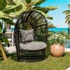 DEGHI Divano letto da giardino in polyrattan antracite con cuscini grigi - Sirius