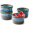 HENXFEN LEAD 4X Pirottini per Soufflé, Stampi per Soufflé, Ciotole in Ceramica per Creme Brulè, Set da Stampi a Prova di Forno per Crema Pasticcera, Budino, Dolci e Pasticceria, Coppette per Soufflé, Mare-blu