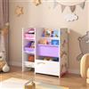 [en.casa] Scaffale per Cameretta con Contenitori Morbidi a Scaletta e 3 Cassetti Pieghevoli Porta Giochi - Mobile a Misura di Bimbi - Decorazione Unicorno - Viola/Rosa