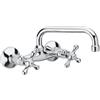 Schläfer - 3460111 Rubinetto a Muro da Cucina per Lavello, Lavatoio Lavanderia e Lavabo Bagno da Parete con 2 Manopole Antico, Canna Girevole Universale a U 180mm - Rubinetto manopole Vintage Cromo