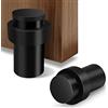 Gudui Fermaporta, Fermaporta da Pavimento Nero da 65mm in Acciaio Inossidabile Heavy Duty per Montaggio a Parete e Pavimento Fermaporta Moderno Supporto Fermaporta con Paraurti in Gomma Spessa, Cilindrico