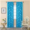 GIRASOLE HOME® Coppia Tende Oscuranti Morbide Fantasia Stelle Argentate Tenda Morbida per Interni con Tasca e Passanti Nascosti 2 Pannelli (Celeste, 70x235cm)