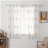 MIULEE Tende per Interni Moderne 2 Pezzi 140x160 CM, Voile Tenda Finestra Interno Salotto, Tenda Trasparente con Ricami a Foglie Motivi, Fantasia Tende Camera da Letto Soggiorno Occhielli