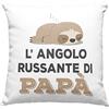 Vulfire Federa per Cuscino L'angolo russante di Papà, Regalo uomo compleanno originale Idee Regali per lui per la Festa del papà, Regalo Babbo - senza Imbottitura (Bianco, 40x40)