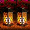 OxyLED Lampada Solare Giardino Esterno 2 Pezzi - Lanterne Marocchine con Effetto Fiamma, Luce Calda LED, Accensione Automatica, Impermeabile IP44 per Decorazione Terrazzo, Percorsi e Natale