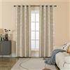GIRASOLE HOME® Coppia Tende Oscuranti Morbide Fantasia Stelle Argentate Tenda Morbida per Interni con Occhielli 2 Pannelli (Beige, 140x235cm)