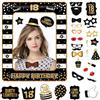 Popoyu - Decorazioni per il 18° compleanno per ragazze e ragazzi, cornice gonfiabile per selfie in oro nero e 34 accessori per cabina fotografica del 18° compleanno, gigantesca cornice gonfiabile per