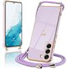 Micoden Cover compatibile con Samsung Galaxy S22 5G in silicone con collana con motivo cuore d'amore carino custodia con cordino per Samsung Galaxy S22 5G (viola)