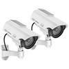 com-four® 2x Telecamera finta per esterno - telecamera fittizia con supporto a parete - telecamera di sicurezza solare con LED per la casa (02 pezzi)