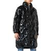 Love Moschino Long Padded Jacket in Logo Thermo Quilted Nylon with Hood Giacca, Nero, 44 Donna