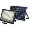CLICLED Faro Led Da Esterno Solare 150W Luce Fredda Faretto Led Da Giardino Con Luce Rossa e Blu Di Emergenza e Indicatore di Ricarica Pannello Solare Sensore Crepuscolare E Telecomando