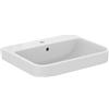 Ideal Standard - i.life B Lavabo da 60 cm con foro centrale per la rubinetteria aperto e foro del troppopieno. Colonna, semicolonna e sifone d'arredo da acquistare separatamente. Bianco