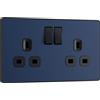British General BG Electrical PCDDB22B - Presa a muro con doppio interruttore, senza viti, colore blu opaco, 13 A