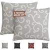 Generico SONIT - Federe Divano 40x40 cm Ghirigori Grigio, Set 2 Pezzi con Cerniera a Scomparsa, Fodere Decorative Arredo Casa Made in Italy, Copri Cuscino per Divano e Letto Lavabili.