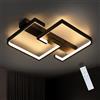 CBJKTX Moderna Plafoniera LED Soffitto Soggiorno - Nero Lampada da Soffitto Dimmerabile con Telecomando 35W 2800 Lumen Quadrata Design Lampadario Camera da Letto Salotto Cucina