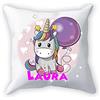 Overthetee Cuscino Unicorno - Personalizza Nome - Stelle - Unicorn - Festa - Palloncino - Bimba - Idee Regalo - Cuscini da divano 40x40 CM - Bambina