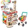 deAO Set di giochi per bambini, supermercato, con carrello e più di 20 accessori da gioco inclusi (rosso)