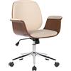 CLP Sedia Ufficio Kemberg in Similpelle Ergonomica I Seduta Comfort con Ruote Schienale E Braccioli I Altezza Regolabile E Sellino con Cuscino, Colore:Noce/Crema