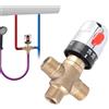 Uadme Valvola miscelatrice termostatica Valvola miscelatrice termostatica a 3 vie in ottone massiccio 15 mm sensibile alla temperatura del tubo del lavabo Miscelatore doccia con connettore 1/2G