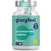 Gloryfeel Glucomannano Forte, 240 Capsule, 4.000 mg per Dose Giornaliera, da Radice diKonjac, Arricchito con Cromo e Vitamina B3, Fibra Saziante VegetaleKonjac, Integratore Ad Alto Dosaggio, 100% Vegan