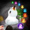 Glinrui Luce notturne Unicorno lampada da comodino in silicone, Luci per camerette Luce del sonno - luminosità e colore regolabili, impostazioni orario, Regali per bambine, ragazze adolescenti -Medio