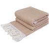 LYHome Сoperta Cotone - Copriletto per Letto Divano, Copridivano Singolo Una Piazza e Mezza Matrimoniale, Plaid Mezza Stagione, Coperte Estivo, Primaverile (140 x 200 cm | Beige - Bianco Diamante)