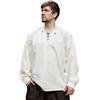 Battle-Merchant Ludwig - Camicia Medievale da mercante - Uomo - Abbigliamento da Vichingo per Giochi di Ruolo dal Vivo (Larp) - Bianco Sporco - S