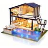 Cuteefun Casa in Miniatura da Costruire Adulto Fai da Te in Legno Mini Villa Fatta a Mano con Musica Decorazione, Regali Creativi Artigianali per Donne (Time Apartment)