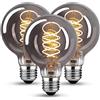 KANQIAO Lampadine E27 Vintage 4W Dimmerabile luce calda G80 - Grigio, 3 pezzi | Lampadina LED E27 Vetro grigio filamento LED Retro Decorativo per la nostalgia e l'illuminazione retrò in casa Café Bar