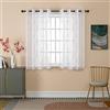 GIRASOLE HOME® Coppia Tende Voile Filtranti Fantasia Geometrica Dorata Tenda Bianca per Interni con Occhielli 2 Pannelli (Geometria Oro, 140x145cm)